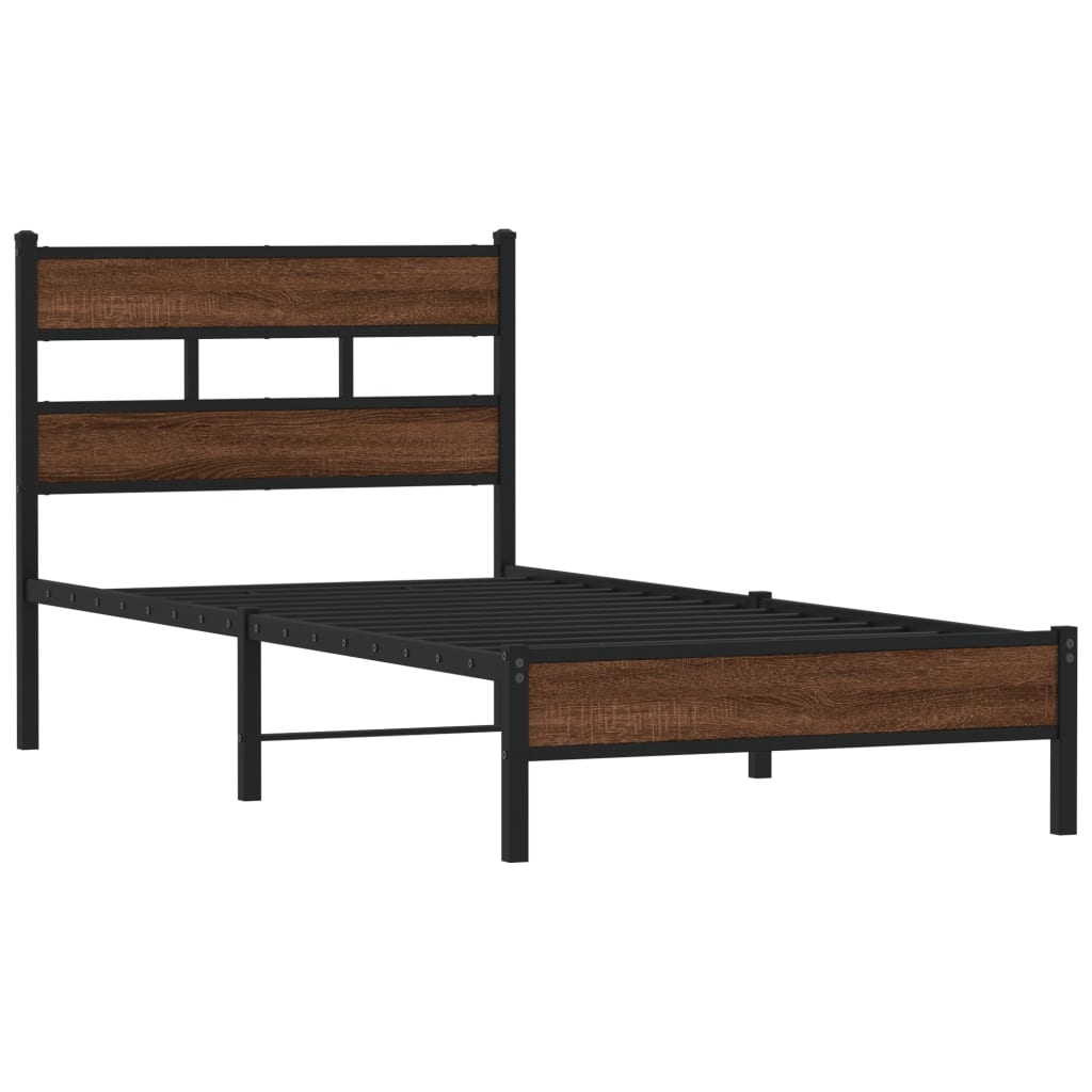 Bedframe zonder matras bewerkt hout bruin eikenkleur 80x200 cm is nu te koop bij PeponiXL, paradijselijk wonen!