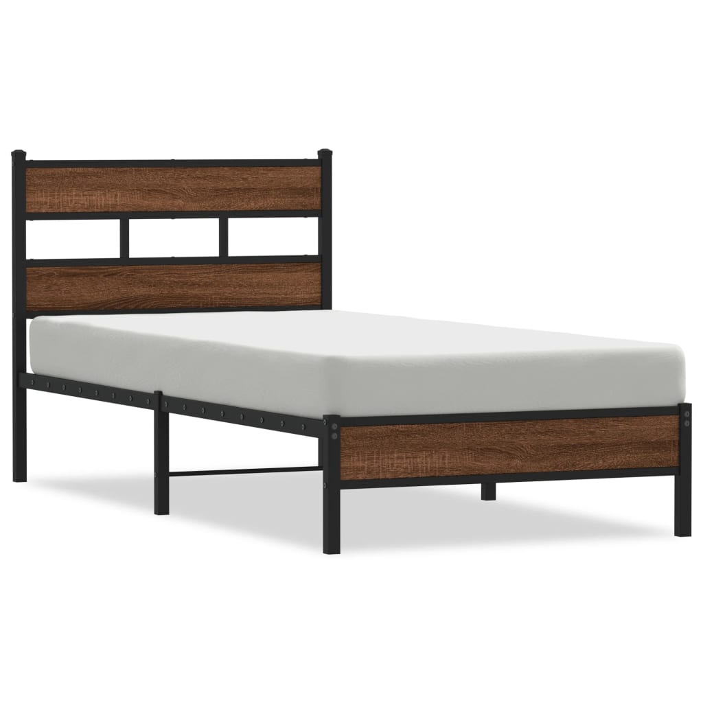 Bedframe zonder matras bewerkt hout bruin eikenkleur 90x190 cm is nu te koop bij PeponiXL, paradijselijk wonen!