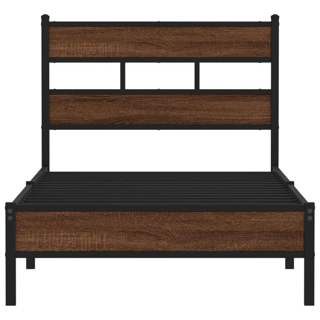 Bedframe zonder matras bewerkt hout bruin eikenkleur 90x190 cm is nu te koop bij PeponiXL, paradijselijk wonen!