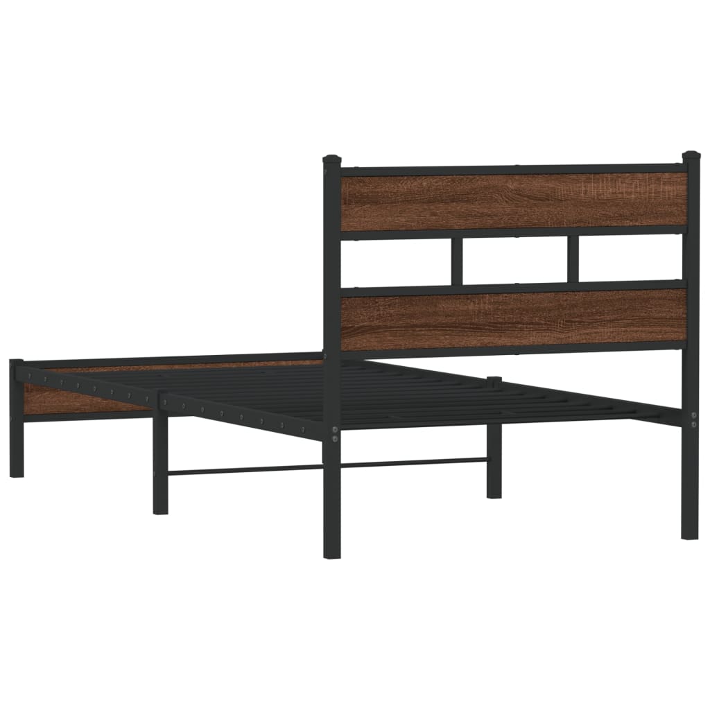 Bedframe zonder matras bewerkt hout bruin eikenkleur 90x190 cm is nu te koop bij PeponiXL, paradijselijk wonen!