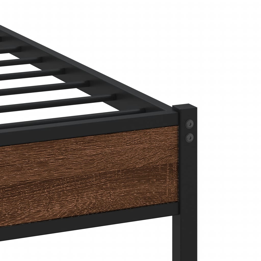 Bedframe zonder matras bewerkt hout bruin eikenkleur 90x190 cm is nu te koop bij PeponiXL, paradijselijk wonen!