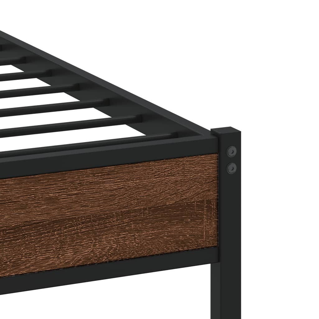 Bedframe zonder matras bewerkt hout bruin eikenkleur 90x200 cm is nu te koop bij PeponiXL, paradijselijk wonen!