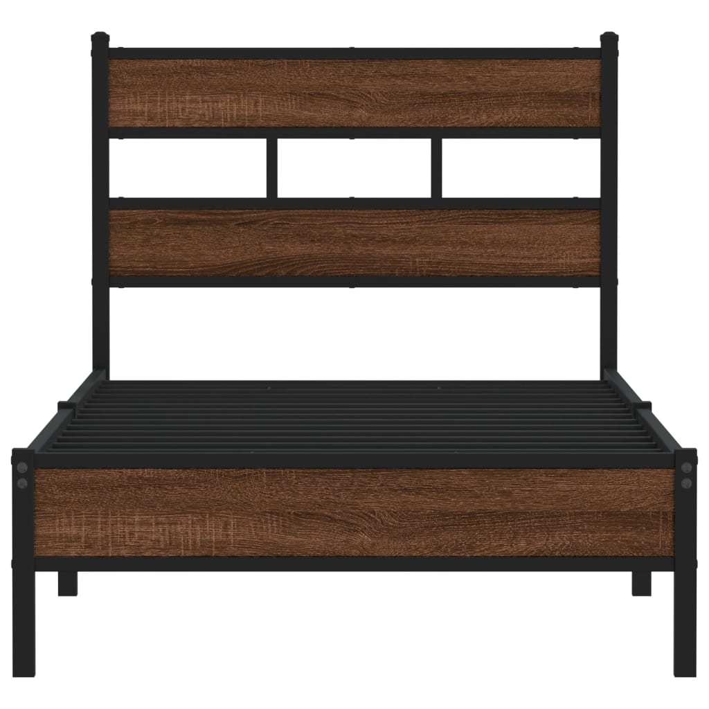 Bedframe zonder matras bewerkt hout bruin eikenkleur 107x200 cm is nu te koop bij PeponiXL, paradijselijk wonen!