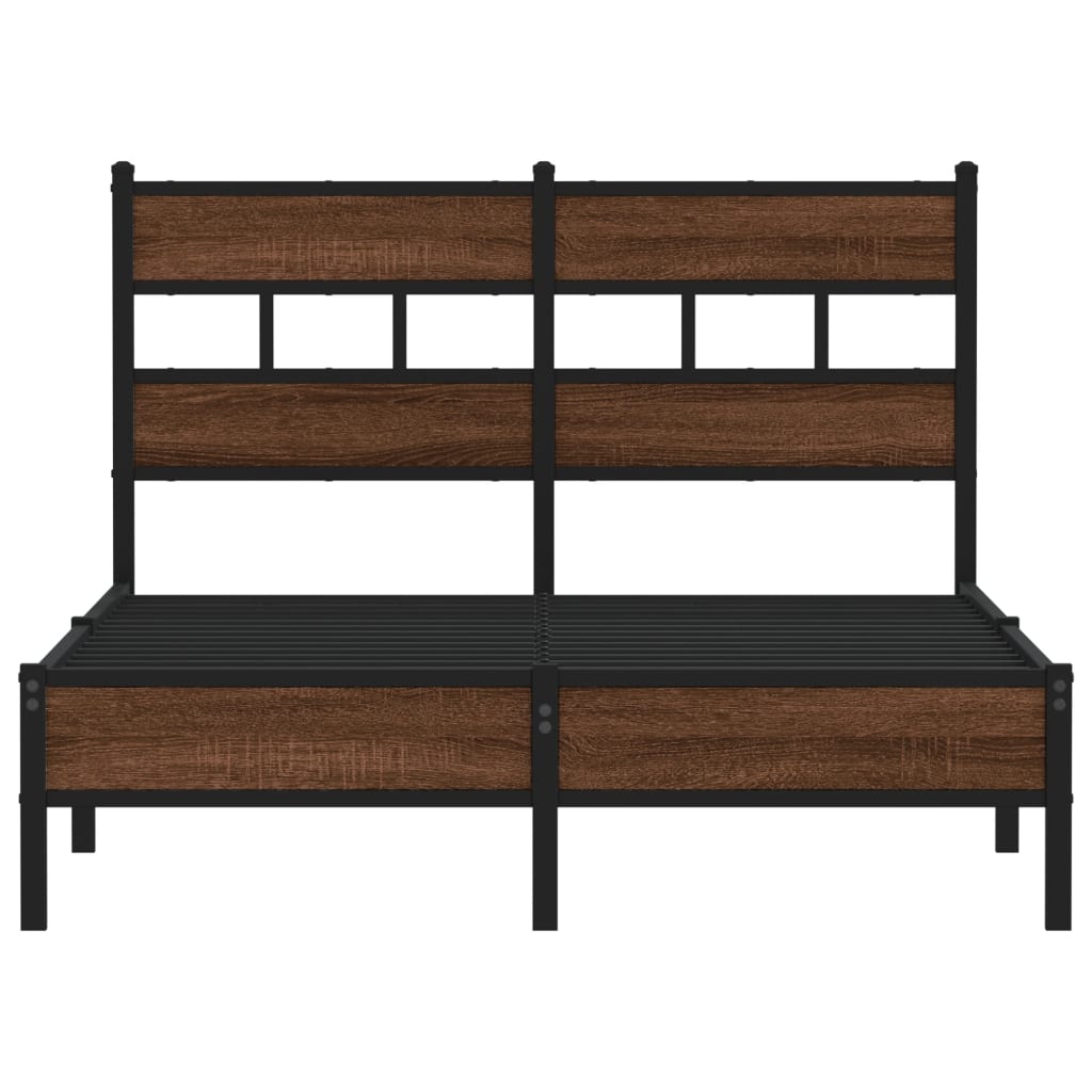 Bedframe zonder matras bewerkt hout bruin eikenkleur 120x200 cm is nu te koop bij PeponiXL, paradijselijk wonen!