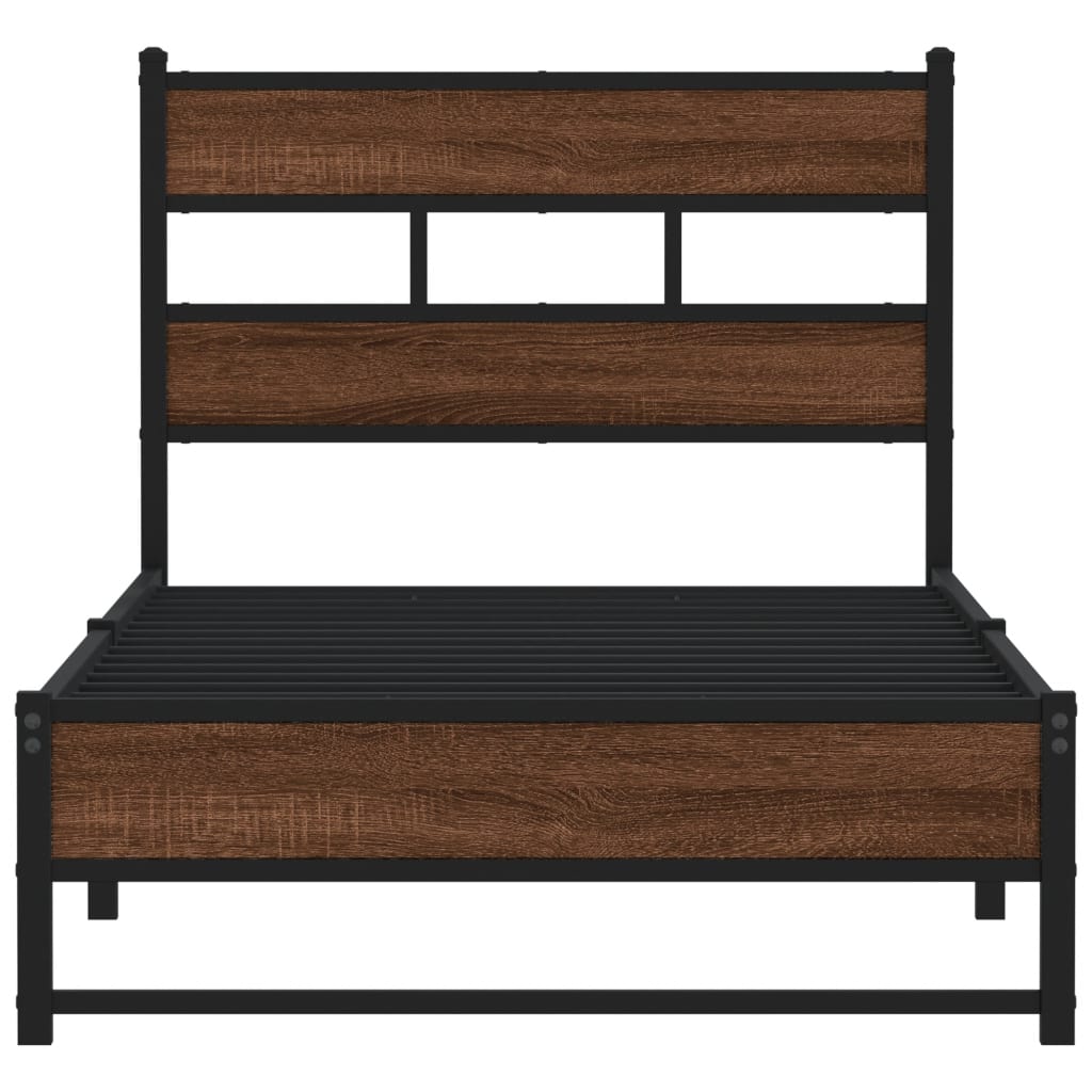 Bedframe zonder matras metaal bruin eikenkleurig 100x200 cm is nu te koop bij PeponiXL, paradijselijk wonen!