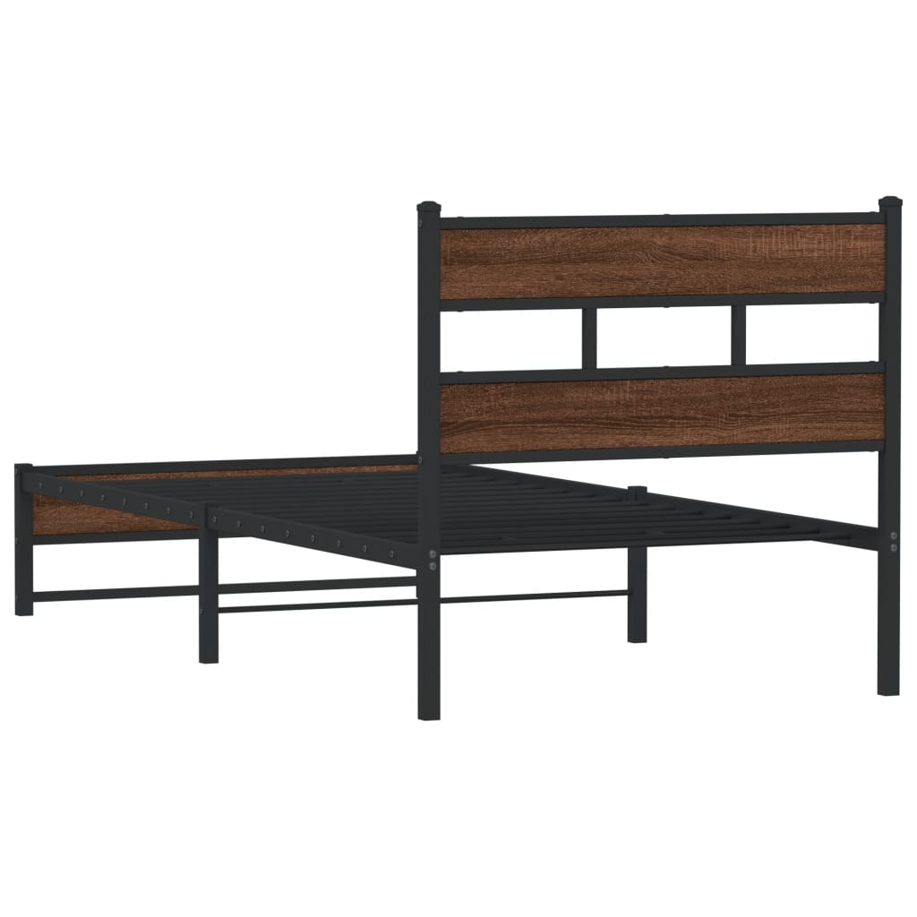 Bedframe zonder matras metaal bruin eikenkleurig 100x200 cm is nu te koop bij PeponiXL, paradijselijk wonen!