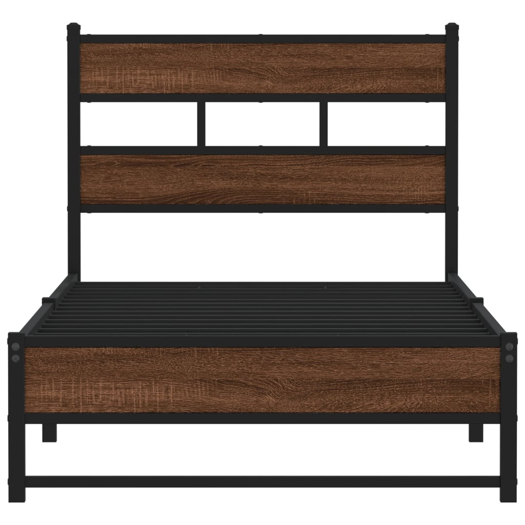 Bedframe zonder matras metaal bruin eikenkleurig 107x203 cm is nu te koop bij PeponiXL, paradijselijk wonen!
