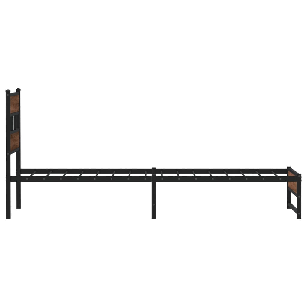 Bedframe zonder matras metaal bruin eikenkleurig 107x203 cm is nu te koop bij PeponiXL, paradijselijk wonen!