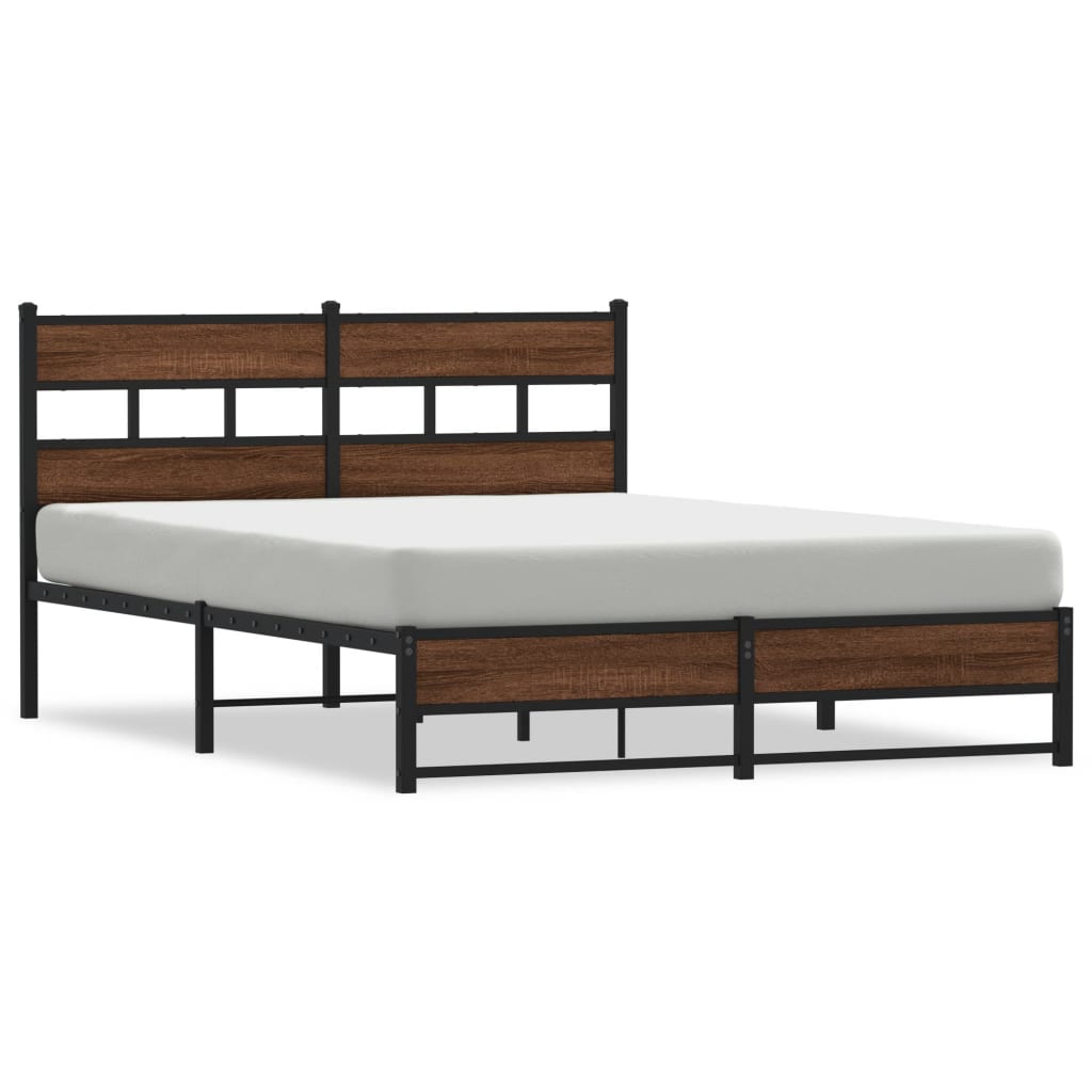 Bedframe zonder matras metaal bruin eikenkleurig 135x190 cm is nu te koop bij PeponiXL, paradijselijk wonen!
