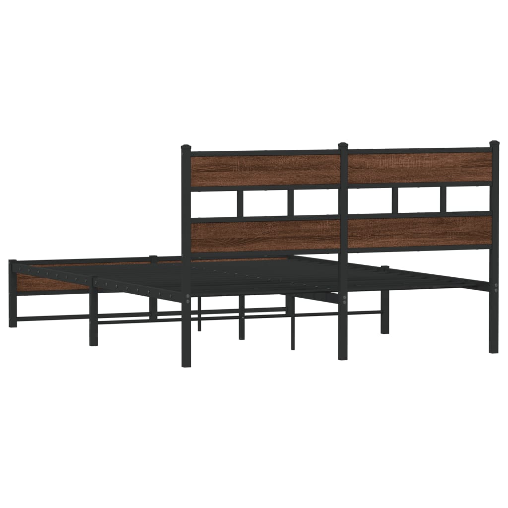 Bedframe zonder matras metaal bruin eikenkleurig 135x190 cm is nu te koop bij PeponiXL, paradijselijk wonen!