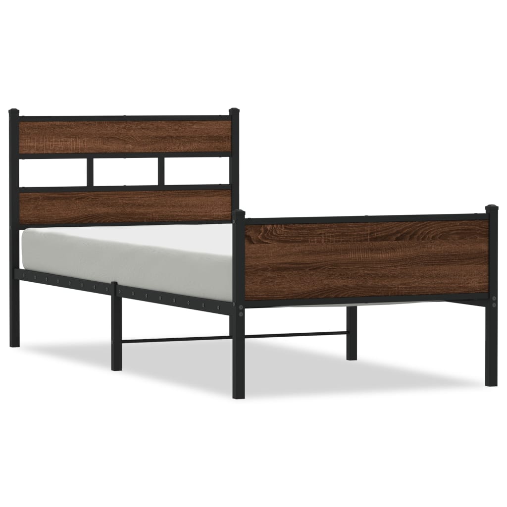 Bedframe zonder matras bewerkt hout bruin eikenkleur 75x190 cm is nu te koop bij PeponiXL, paradijselijk wonen!