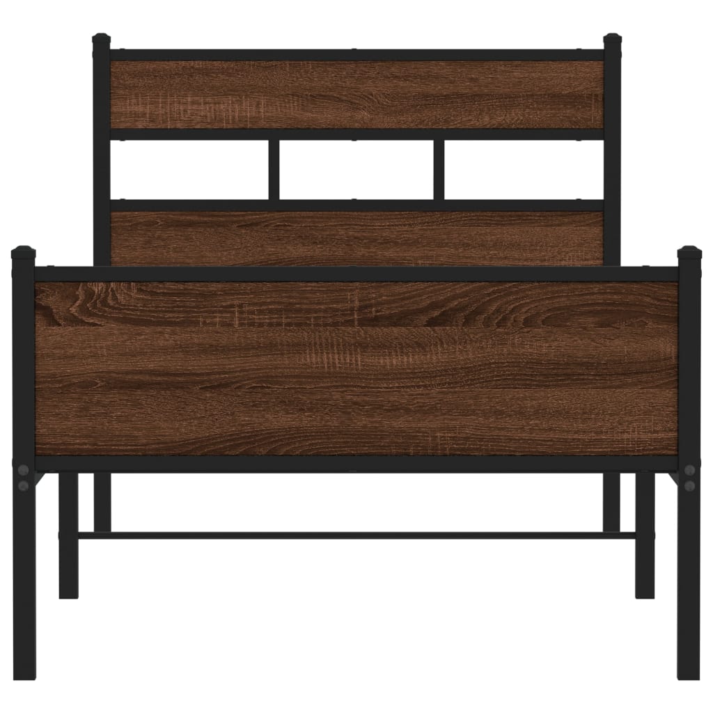 Bedframe zonder matras bewerkt hout bruin eikenkleur 75x190 cm is nu te koop bij PeponiXL, paradijselijk wonen!