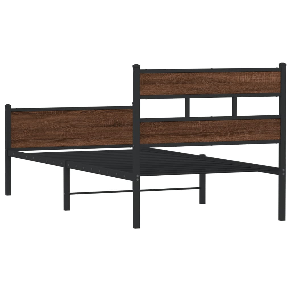 Bedframe zonder matras bewerkt hout bruin eikenkleur 75x190 cm is nu te koop bij PeponiXL, paradijselijk wonen!