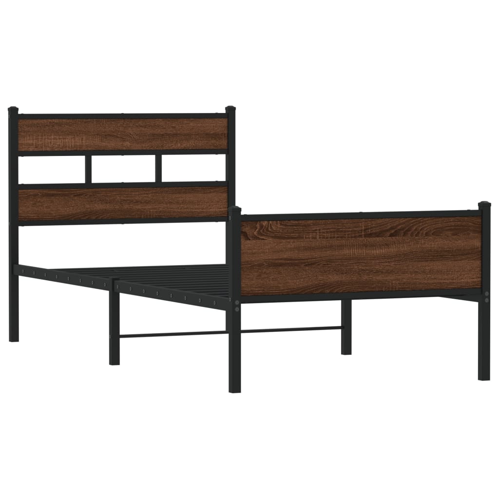 Bedframe zonder matras bewerkt hout bruin eikenkleur 80x200 cm is nu te koop bij PeponiXL, paradijselijk wonen!