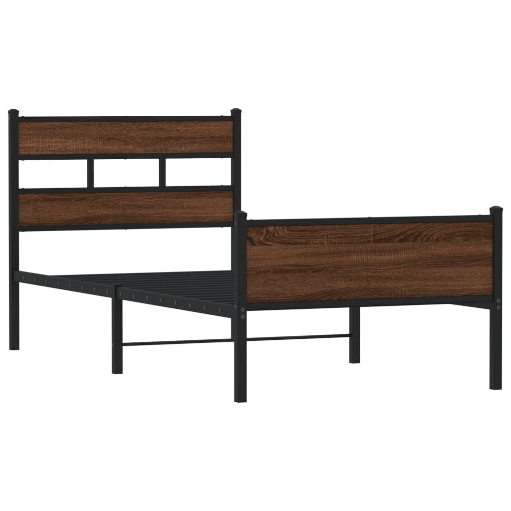 Bedframe zonder matras bewerkt hout bruin eikenkleur 90x190 cm is nu te koop bij PeponiXL, paradijselijk wonen!