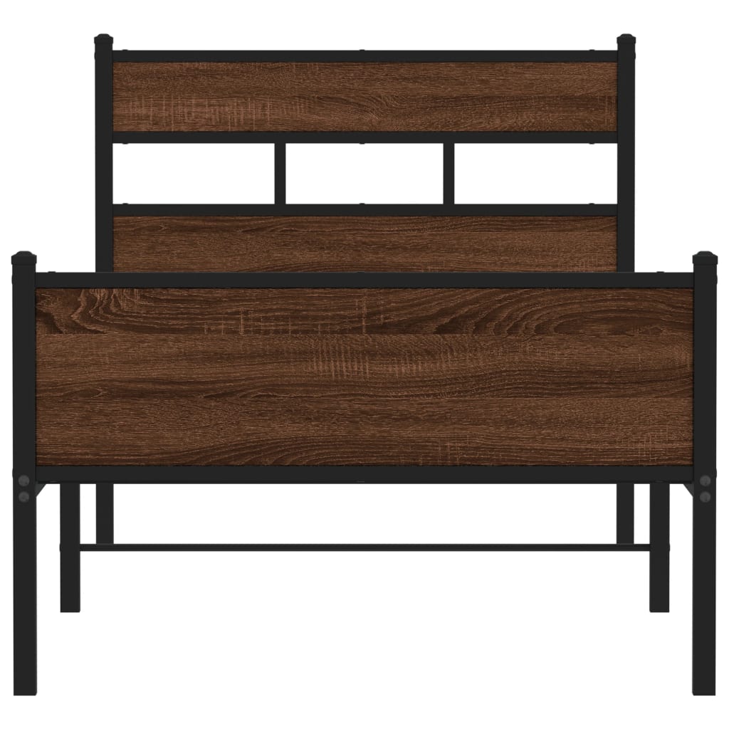 Bedframe zonder matras bewerkt hout bruin eikenkleur 90x190 cm is nu te koop bij PeponiXL, paradijselijk wonen!