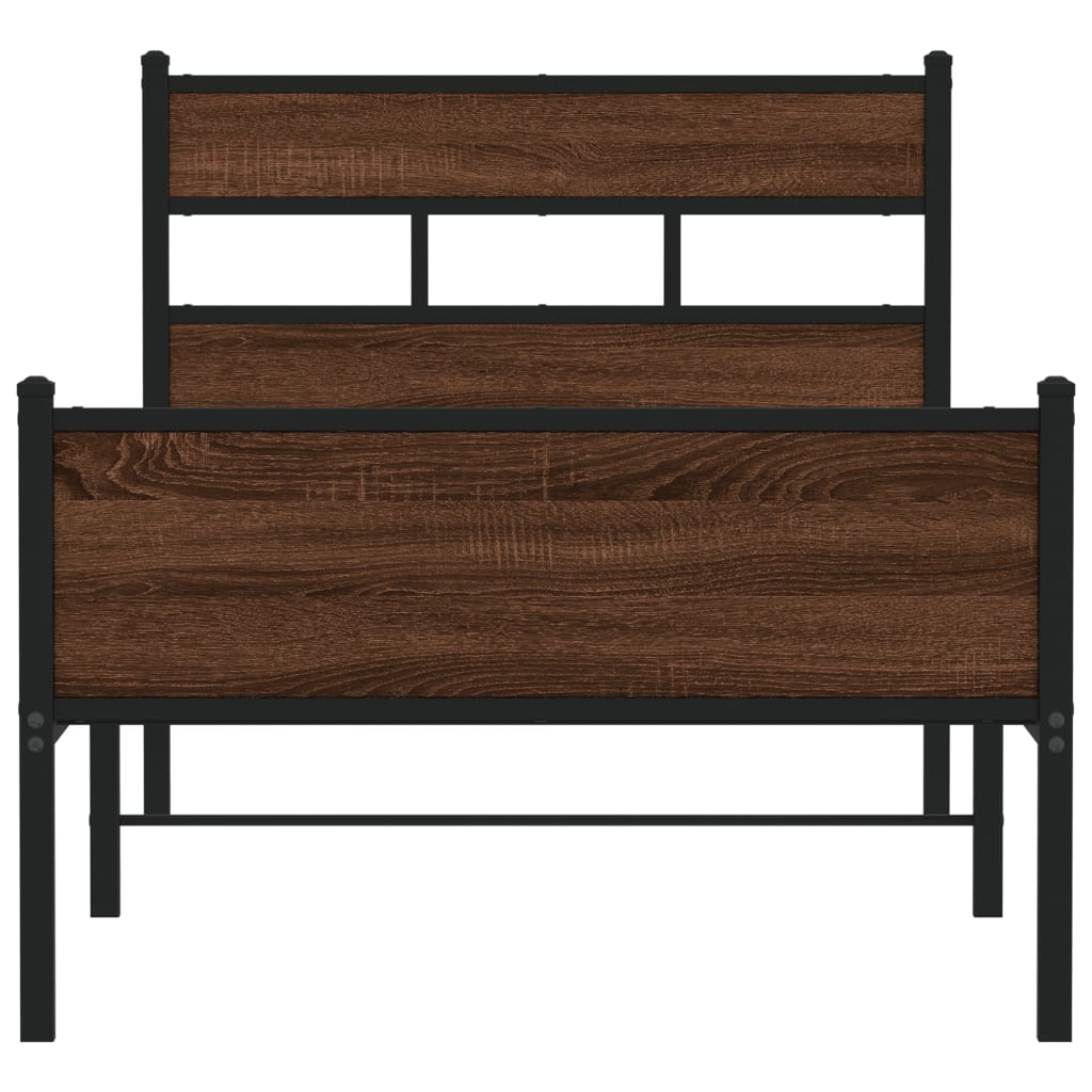 Bedframe zonder matras bewerkt hout bruin eikenkleur 100x190 cm is nu te koop bij PeponiXL, paradijselijk wonen!
