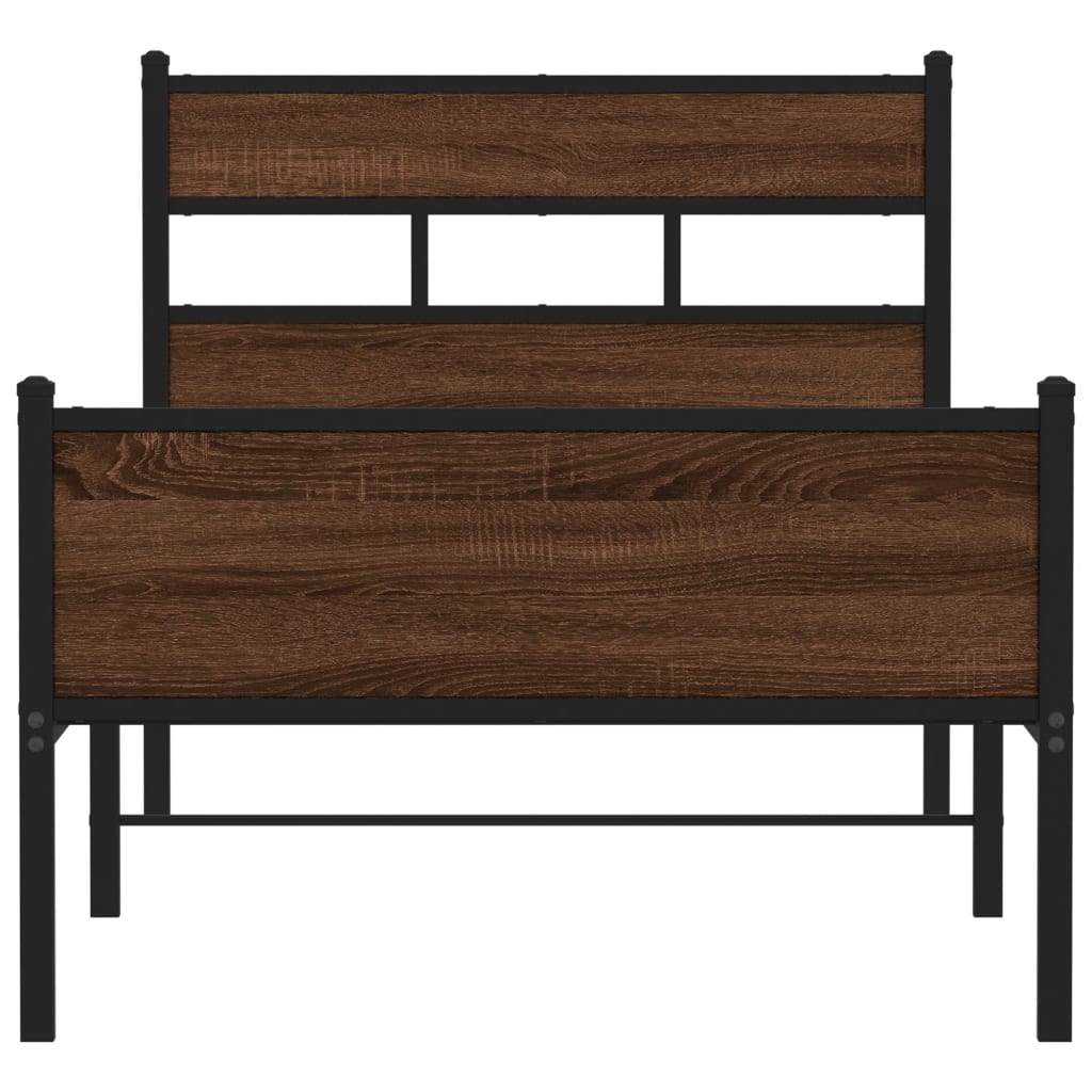 Bedframe zonder matras bewerkt hout bruin eikenkleur 107x200 cm is nu te koop bij PeponiXL, paradijselijk wonen!