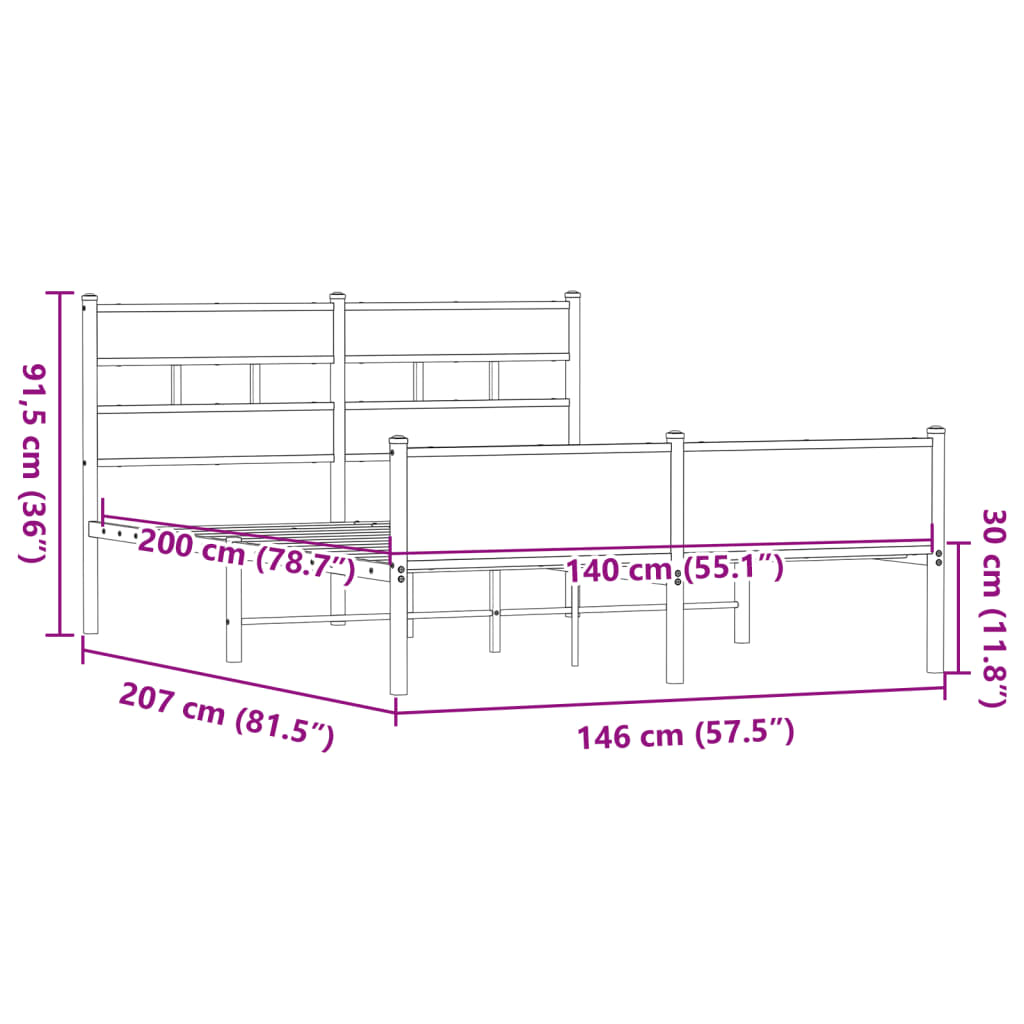Bedframe zonder matras bewerkt hout bruin eikenkleur 140x200 cm is nu te koop bij PeponiXL, paradijselijk wonen!