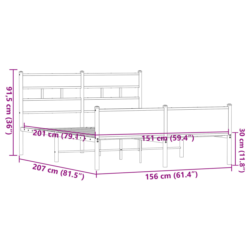 Bedframe zonder matras bewerkt hout bruin eikenkleur 150x200 cm is nu te koop bij PeponiXL, paradijselijk wonen!