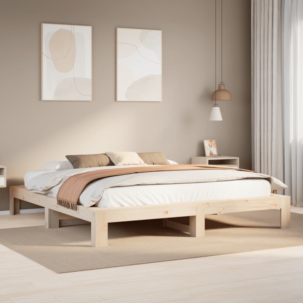 Bedframe zonder matras massief grenenhout 200x200 cm is nu te koop bij PeponiXL, paradijselijk wonen!