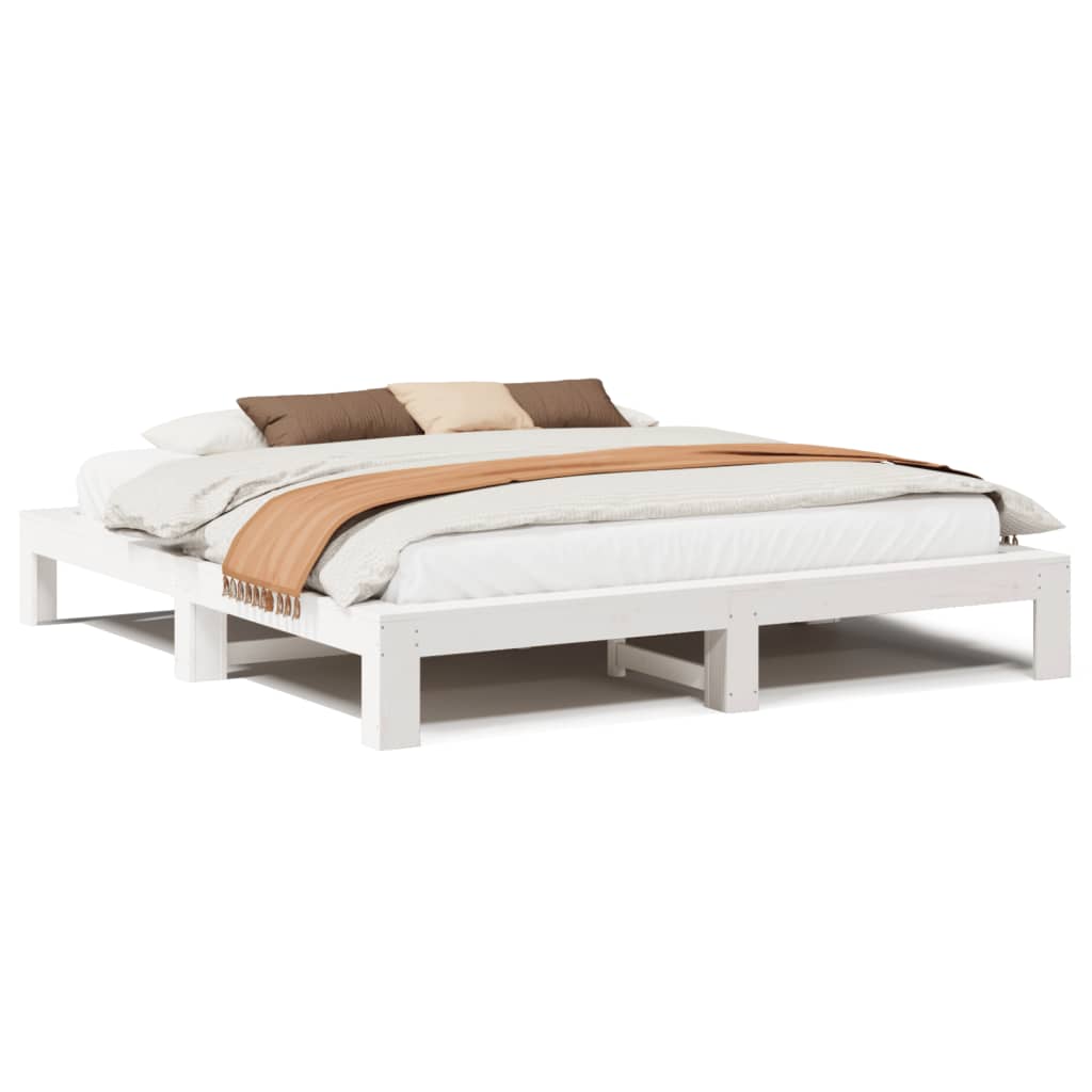 Bedframe zonder matras massief grenenhout wit 200x200 cm is nu te koop bij PeponiXL, paradijselijk wonen!