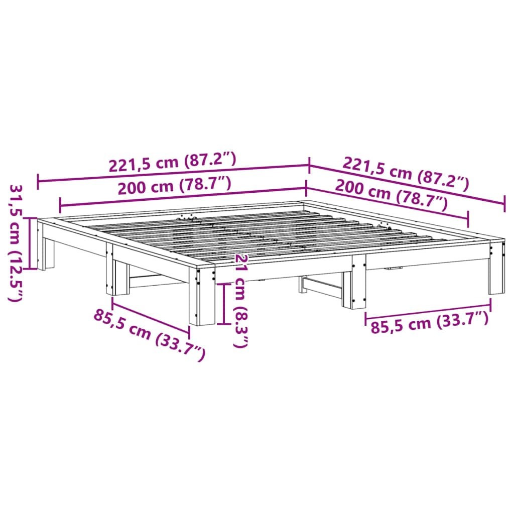 Bedframe zonder matras massief grenenhout wit 200x200 cm is nu te koop bij PeponiXL, paradijselijk wonen!