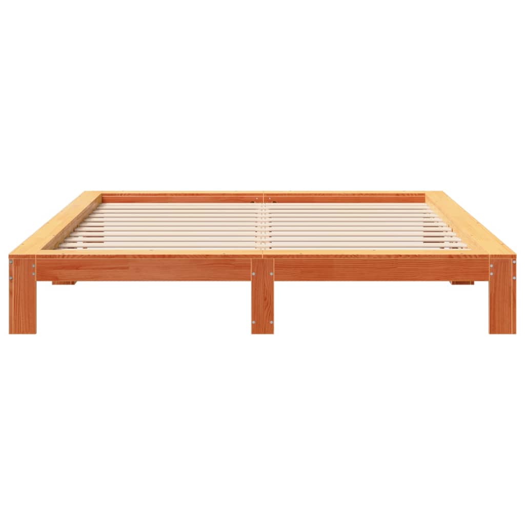 Bedframe zonder matras massief grenenhout wasbruin 200x200 cm is nu te koop bij PeponiXL, paradijselijk wonen!