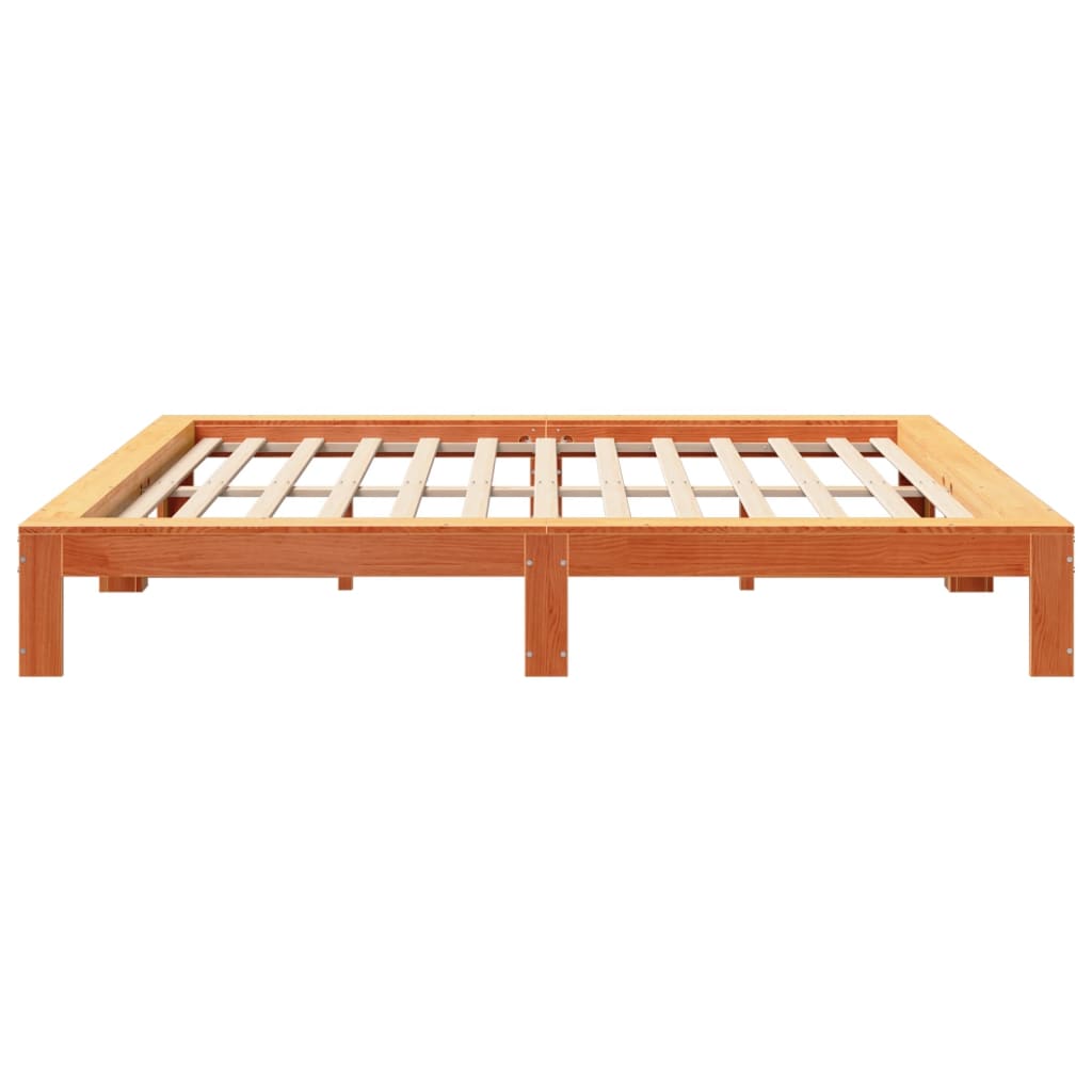 Bedframe zonder matras massief grenenhout wasbruin 200x200 cm is nu te koop bij PeponiXL, paradijselijk wonen!