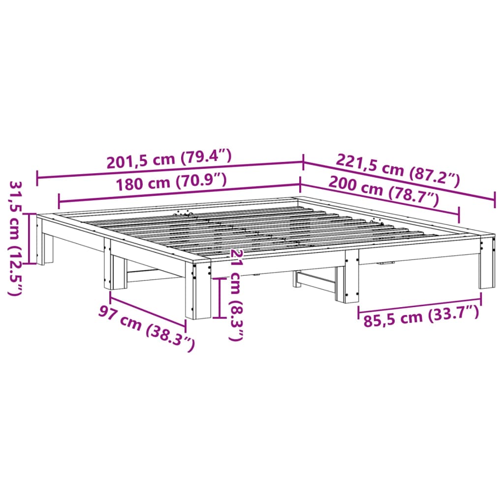 Bedframe zonder matras massief grenenhout wit 180x200 cm is nu te koop bij PeponiXL, paradijselijk wonen!