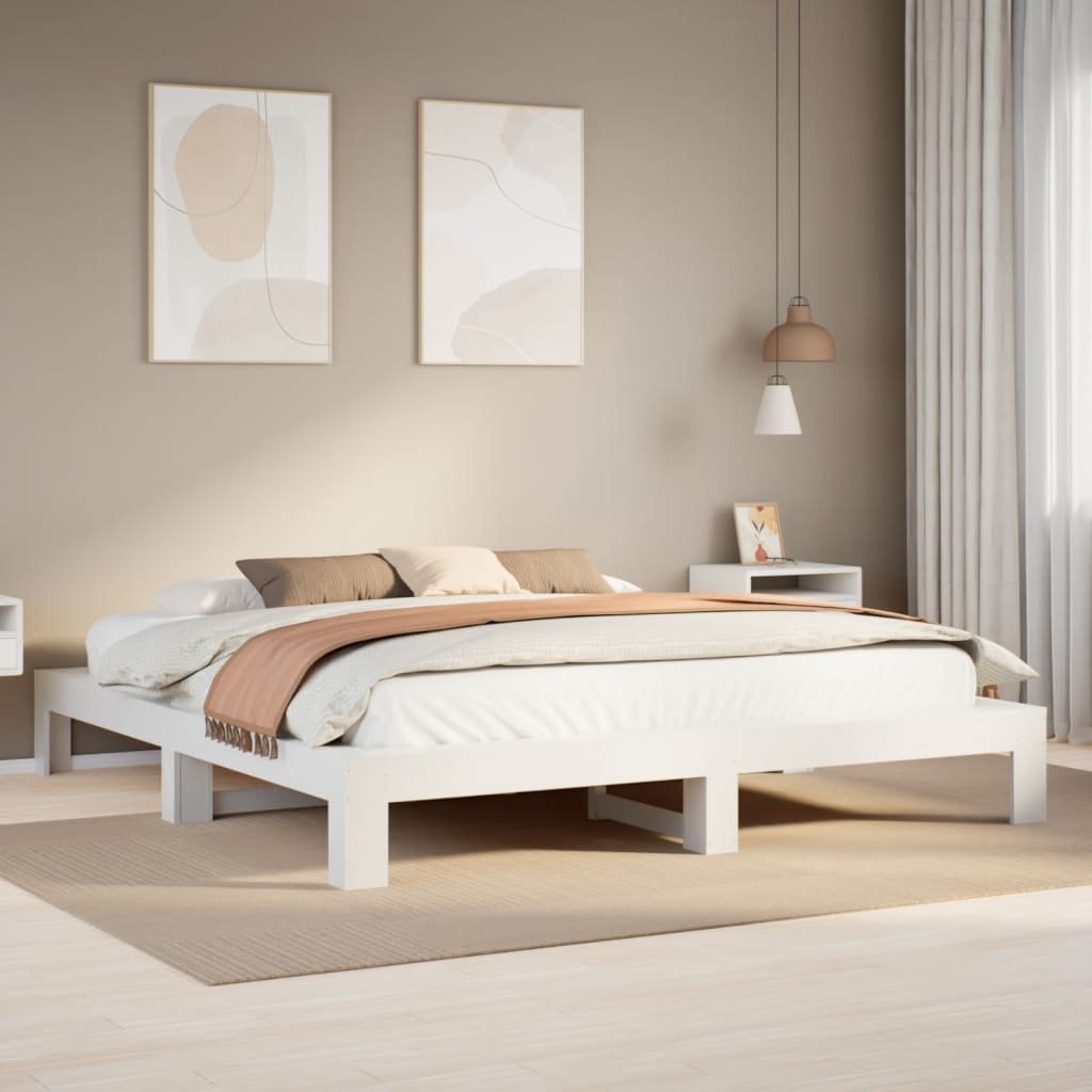 Bedframe zonder matras massief grenenhout wit 180x200 cm is nu te koop bij PeponiXL, paradijselijk wonen!