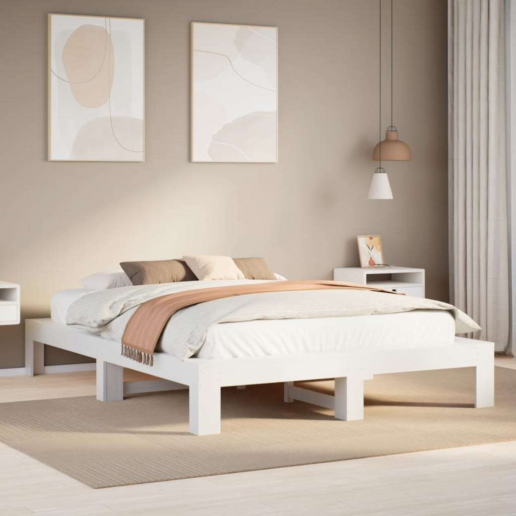 Bedframe zonder matras massief grenenhout wit 160x200 cm is nu te koop bij PeponiXL, paradijselijk wonen!