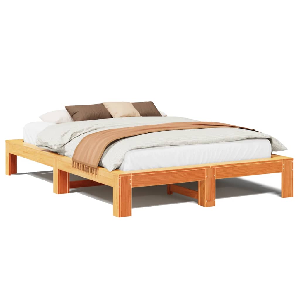 Bedframe zonder matras massief grenenhout wasbruin 160x200 cm is nu te koop bij PeponiXL, paradijselijk wonen!
