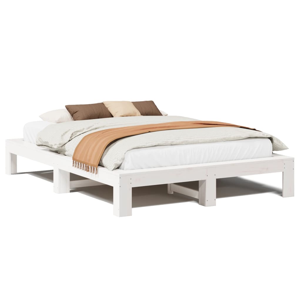 Bedframe zonder matras massief grenenhout wit 150x200 cm is nu te koop bij PeponiXL, paradijselijk wonen!