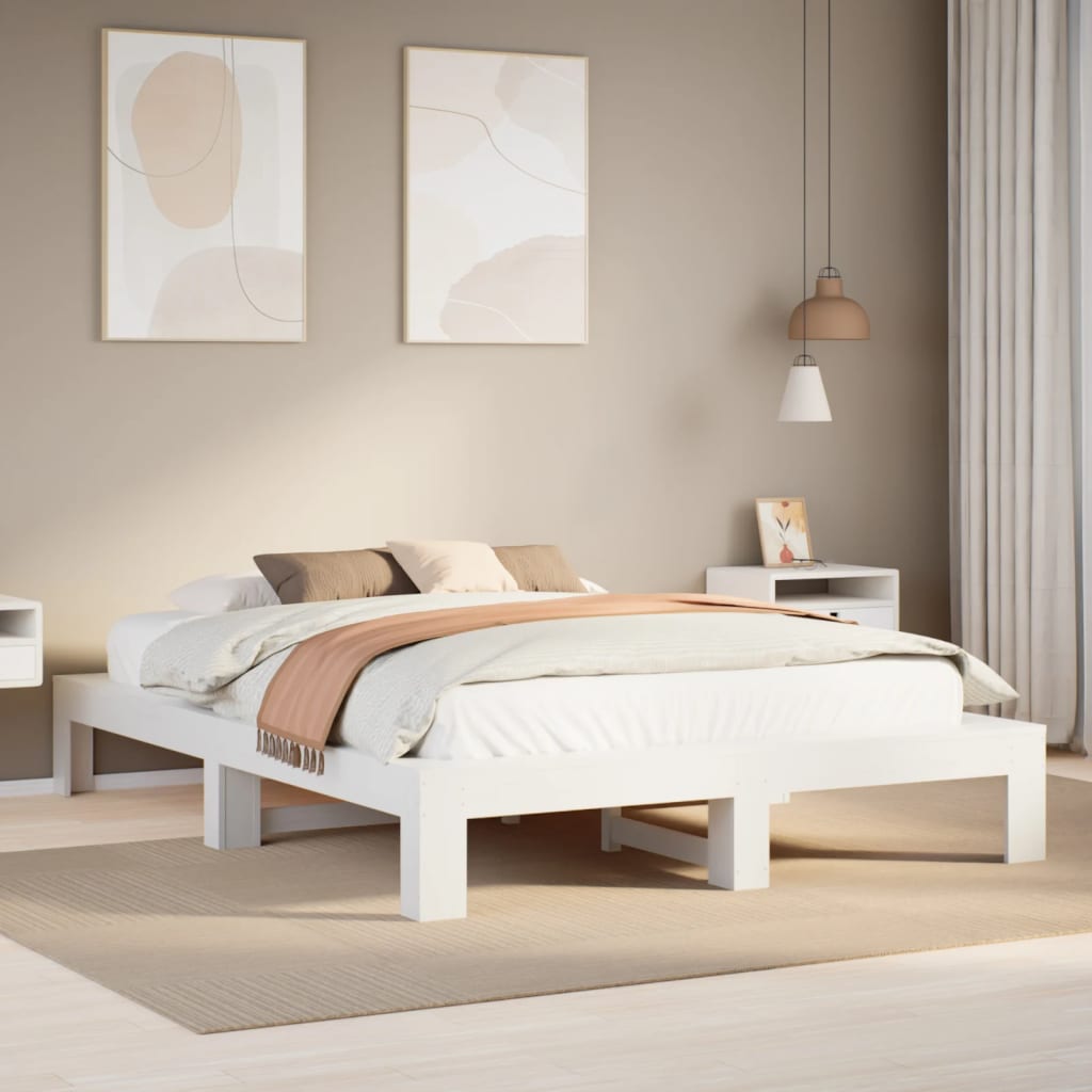 Bedframe zonder matras massief grenenhout wit 140x200 cm is nu te koop bij PeponiXL, paradijselijk wonen!