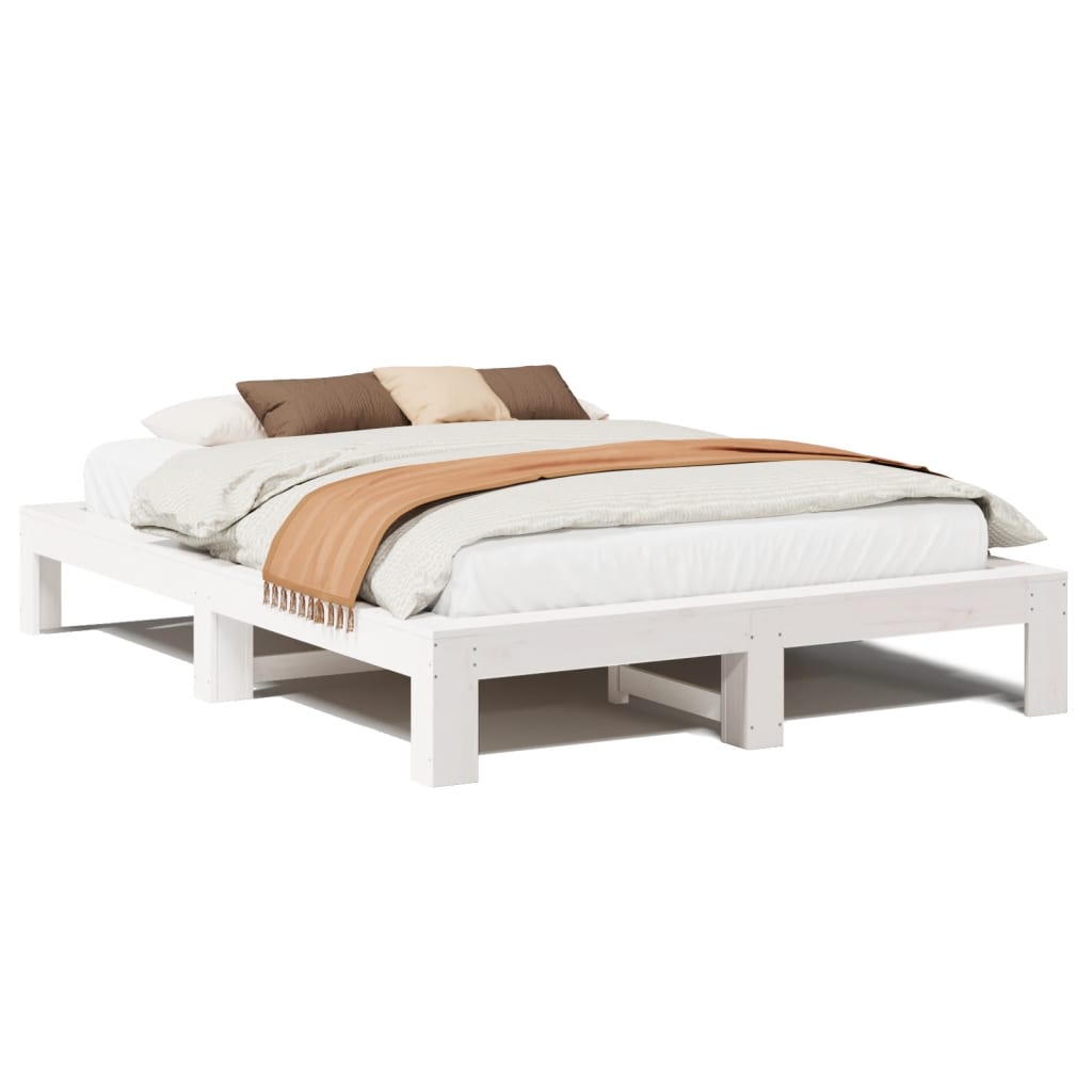 Bedframe zonder matras massief grenenhout wit 140x190 cm is nu te koop bij PeponiXL, paradijselijk wonen!