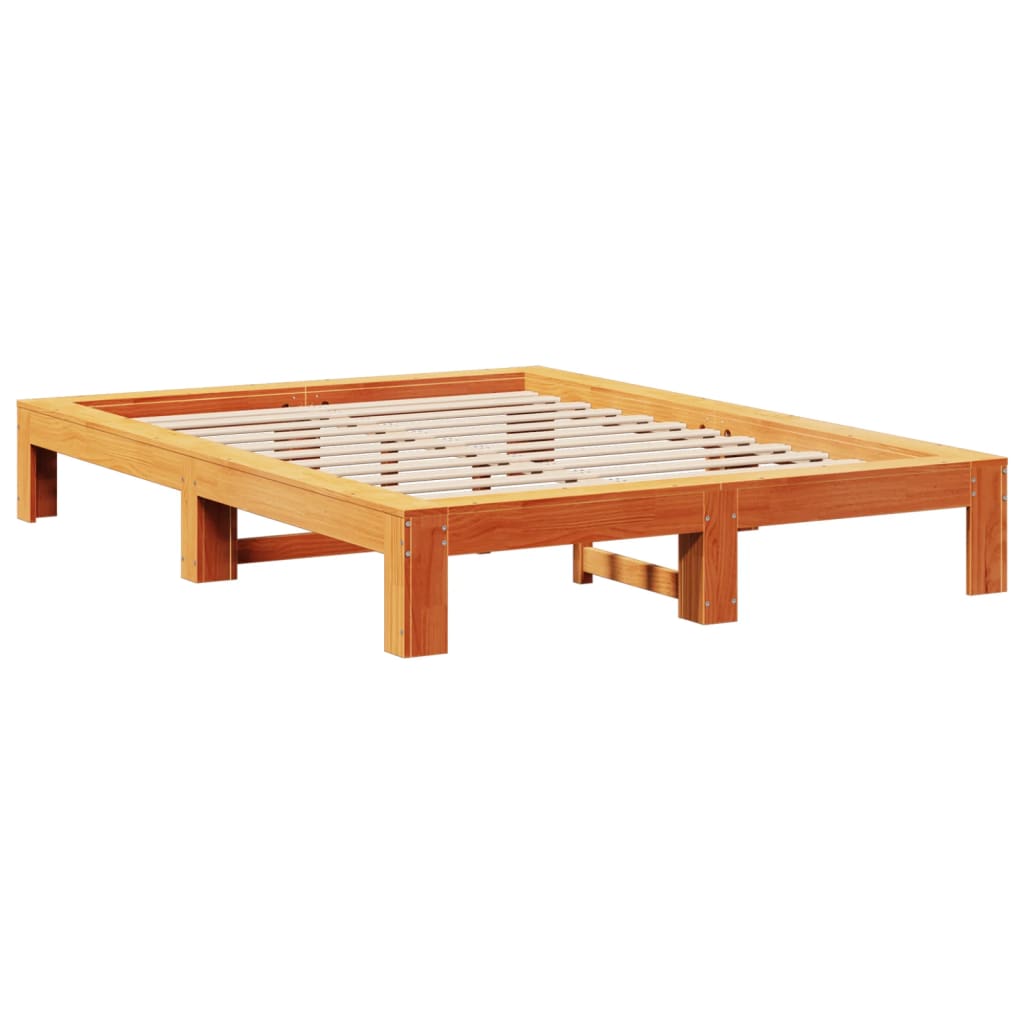 Bedframe zonder matras massief grenenhout wasbruin 135x190 cm is nu te koop bij PeponiXL, paradijselijk wonen!