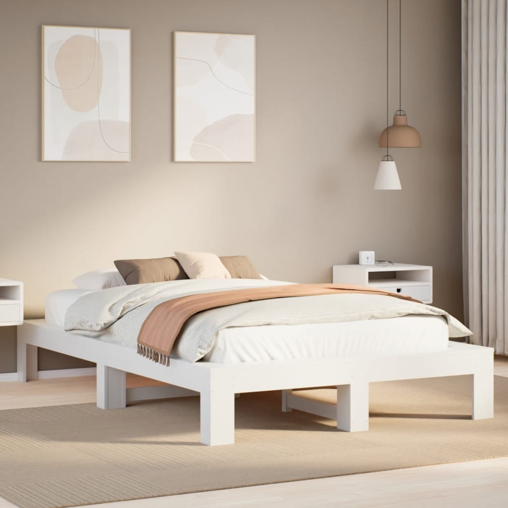Bedframe zonder matras massief grenenhout wit 120x190 cm is nu te koop bij PeponiXL, paradijselijk wonen!