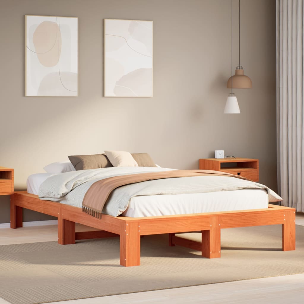 Bedframe zonder matras massief grenenhout wasbruin 120x190 cm is nu te koop bij PeponiXL, paradijselijk wonen!