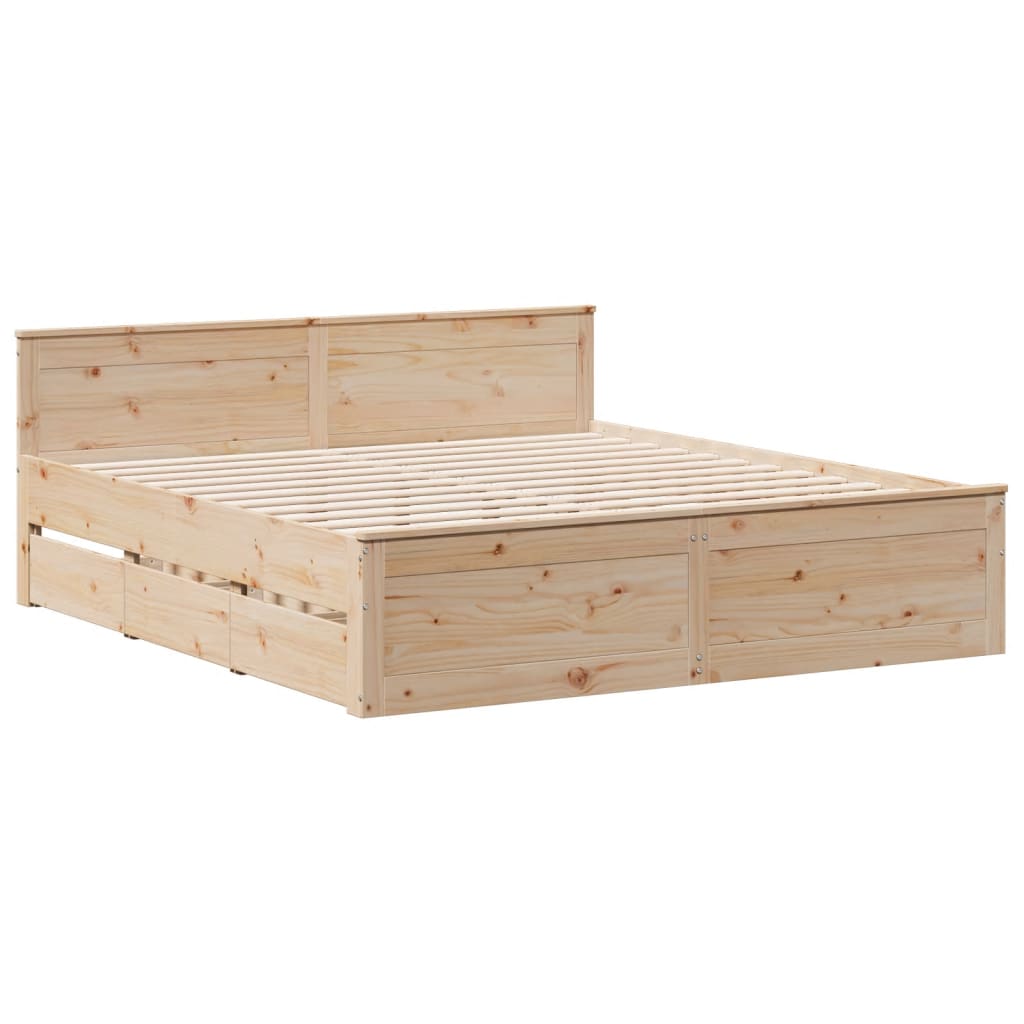 Bedframe zonder matras met hoofdbord grenenhout 200x200 cm is nu te koop bij PeponiXL, paradijselijk wonen!