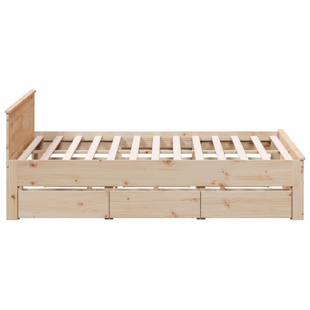 Bedframe zonder matras met hoofdbord grenenhout 200x200 cm is nu te koop bij PeponiXL, paradijselijk wonen!