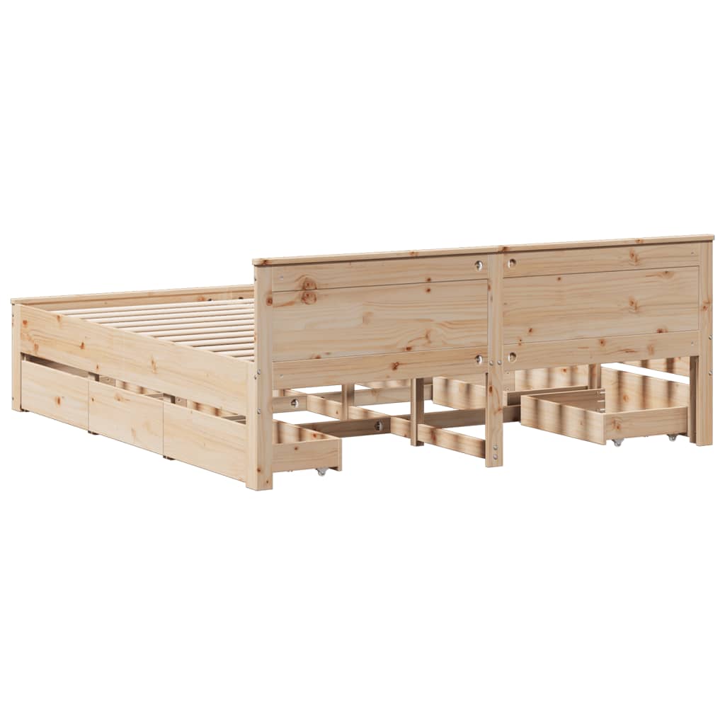 Bedframe zonder matras met hoofdbord grenenhout 200x200 cm is nu te koop bij PeponiXL, paradijselijk wonen!