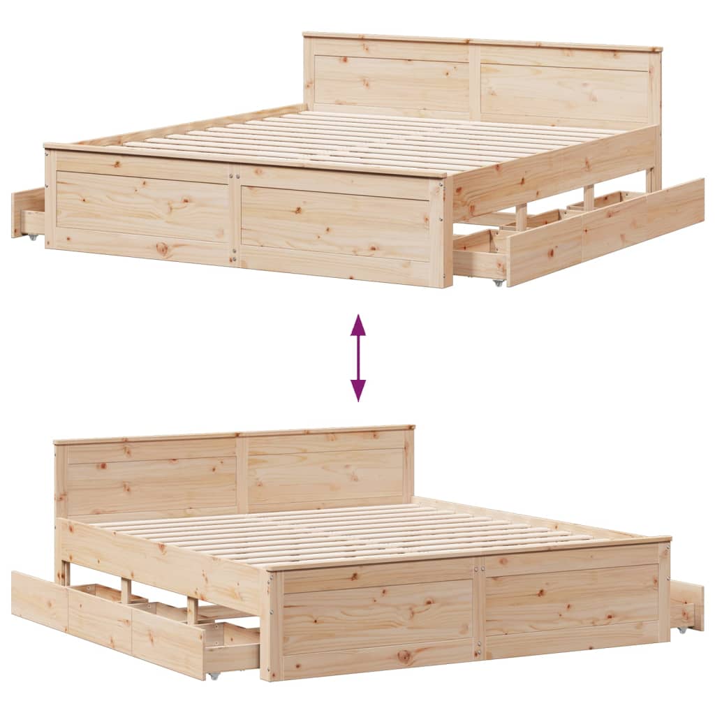 Bedframe zonder matras met hoofdbord grenenhout 200x200 cm is nu te koop bij PeponiXL, paradijselijk wonen!