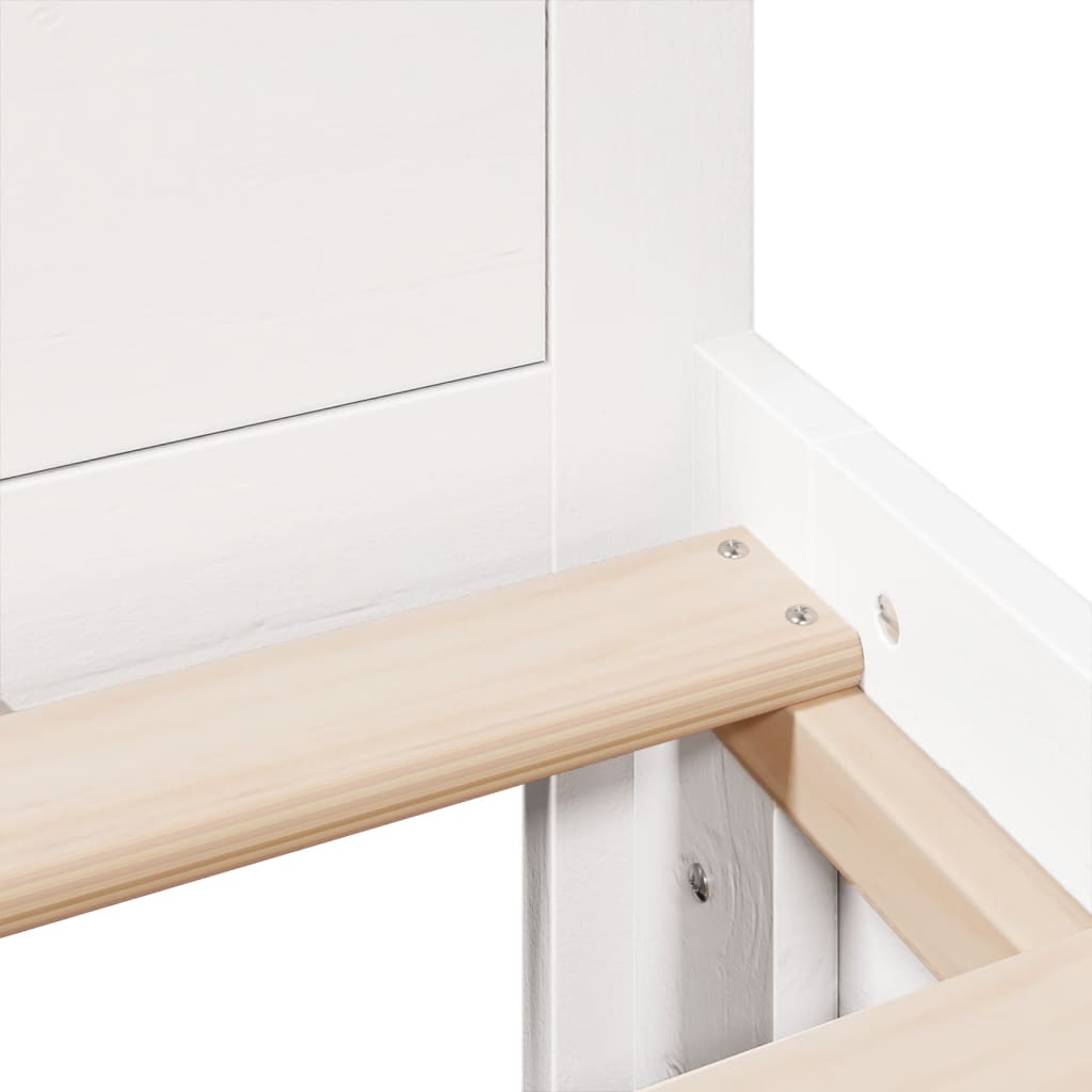 Bedframe zonder matras met hoofdbord grenenhout wit 200x200 cm is nu te koop bij PeponiXL, paradijselijk wonen!
