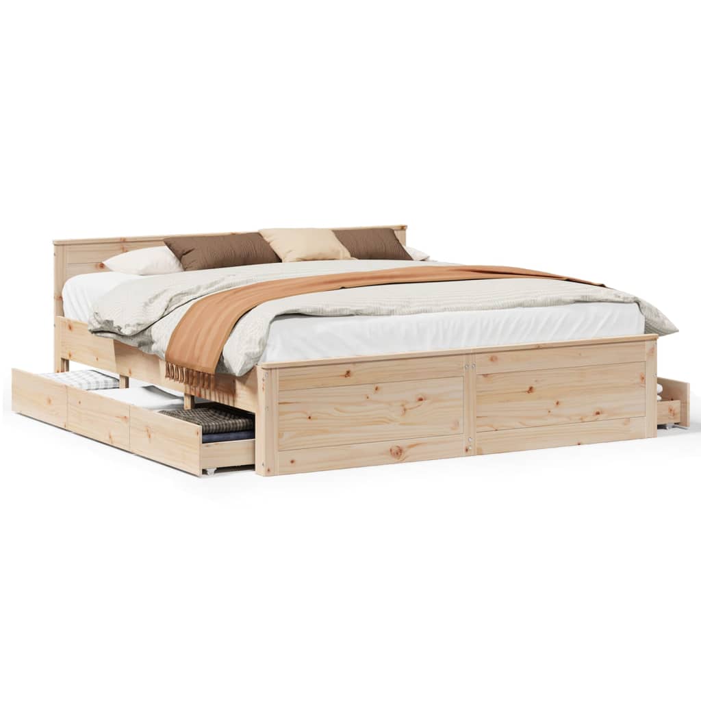 Bedframe zonder matras met hoofdbord grenenhout 180x200 cm is nu te koop bij PeponiXL, paradijselijk wonen!