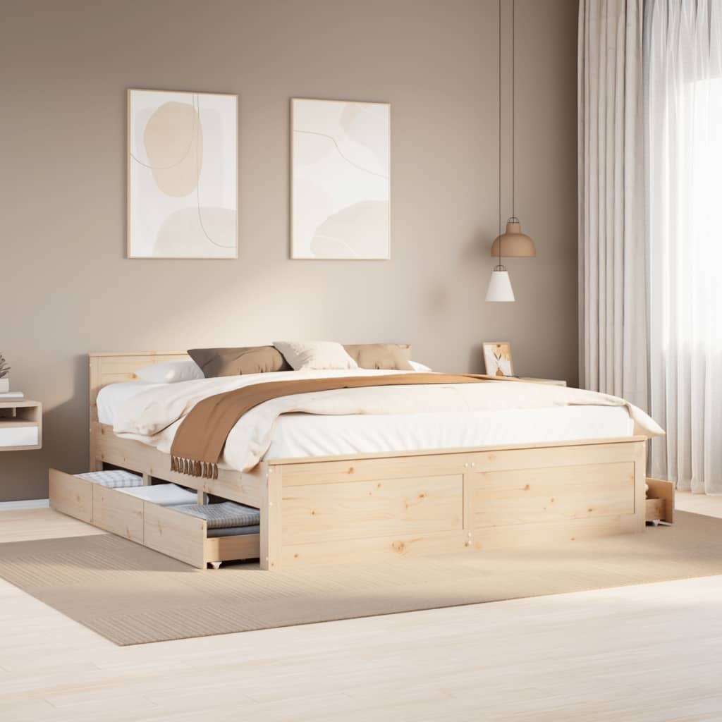 Bedframe zonder matras met hoofdbord grenenhout 180x200 cm is nu te koop bij PeponiXL, paradijselijk wonen!