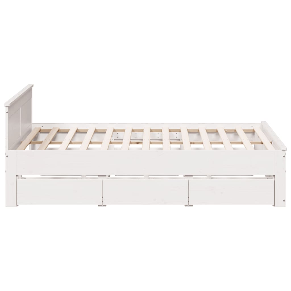 Bedframe zonder matras met hoofdbord grenenhout wit 180x200 cm is nu te koop bij PeponiXL, paradijselijk wonen!