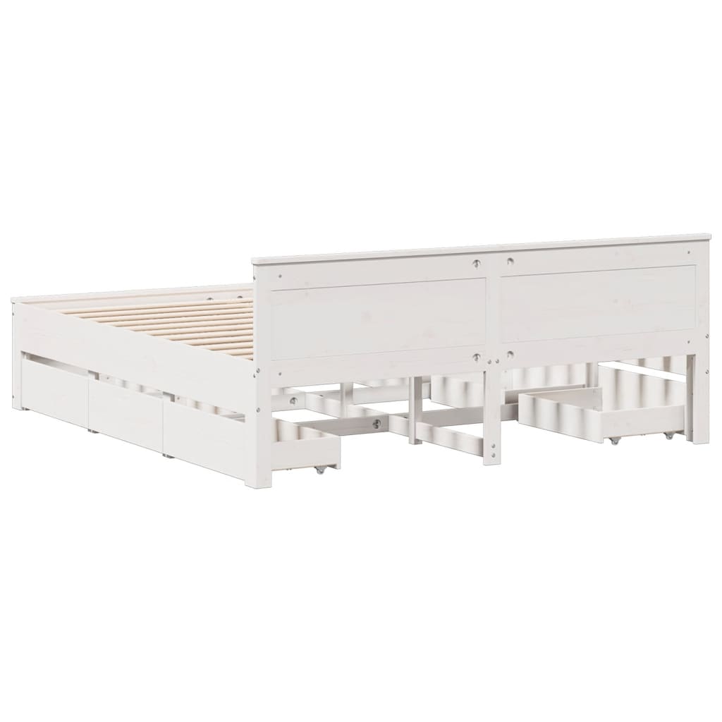 Bedframe zonder matras met hoofdbord grenenhout wit 180x200 cm is nu te koop bij PeponiXL, paradijselijk wonen!