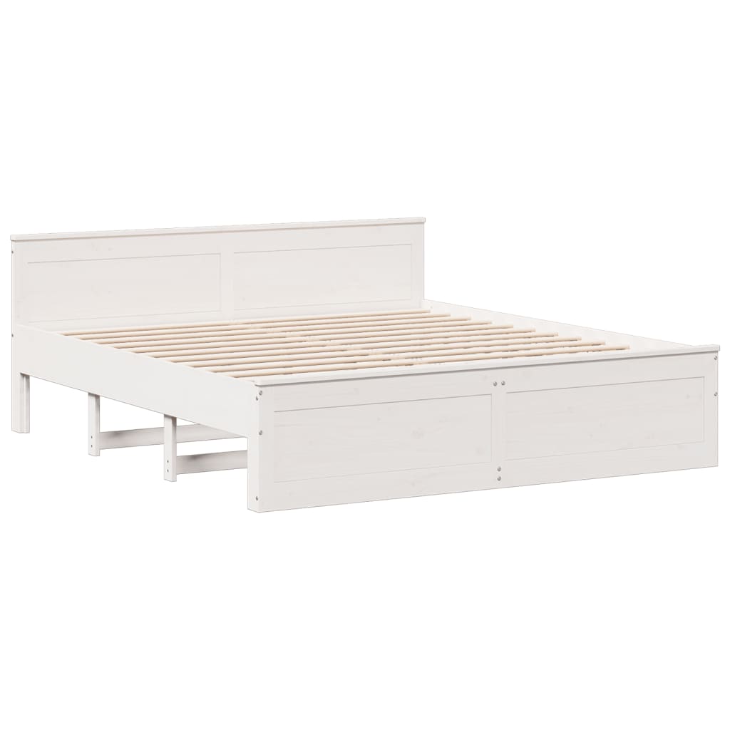 Bedframe zonder matras met hoofdbord grenenhout wit 180x200 cm is nu te koop bij PeponiXL, paradijselijk wonen!