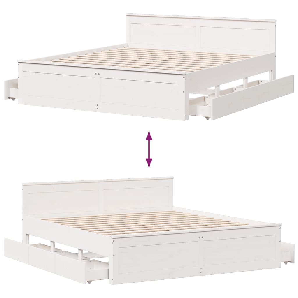 Bedframe zonder matras met hoofdbord grenenhout wit 180x200 cm is nu te koop bij PeponiXL, paradijselijk wonen!
